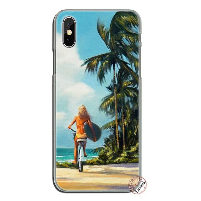 Surfboard Surfing Girl Art Hard Phone Cover Case For iPhone X and iPhone 11 and more!