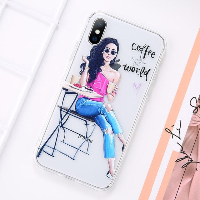 Beautiful Girl Pattern Soft Cover Case For iPhone X and iPhone 11 and more!