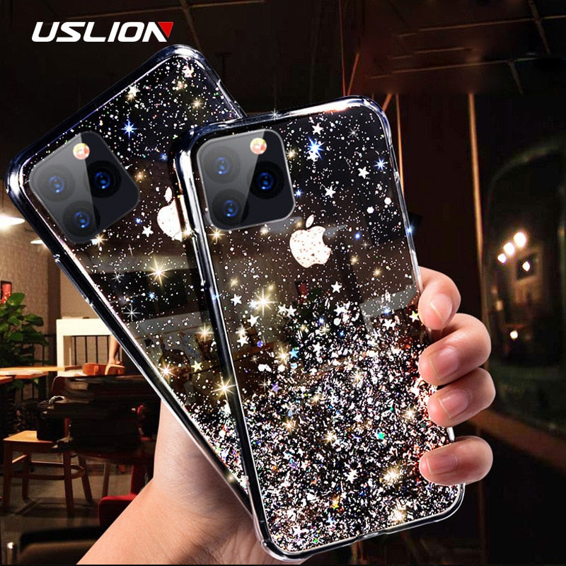 Glitter Soft Transparent Cover Case For iPhone X and iPhone 11 and more!