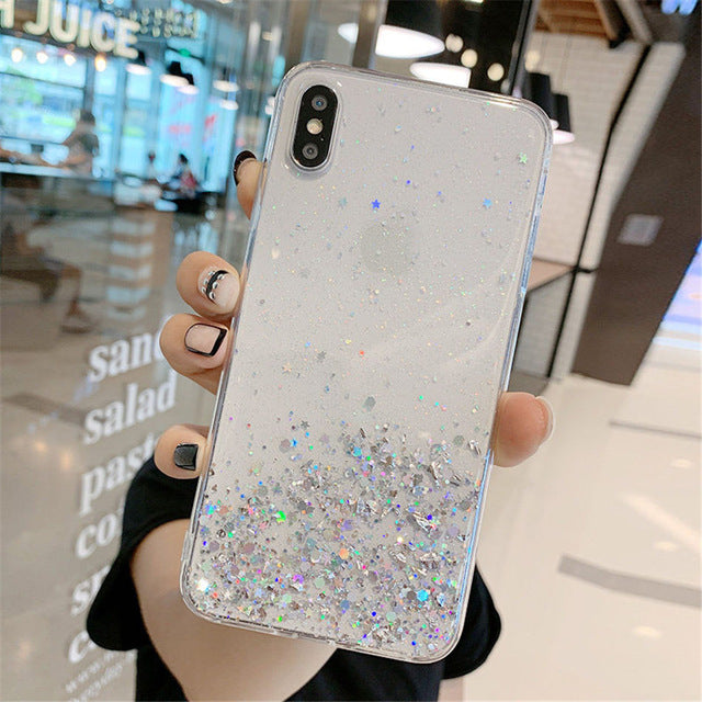 Glitter Soft Transparent Cover Case For iPhone X and iPhone 11 and more!