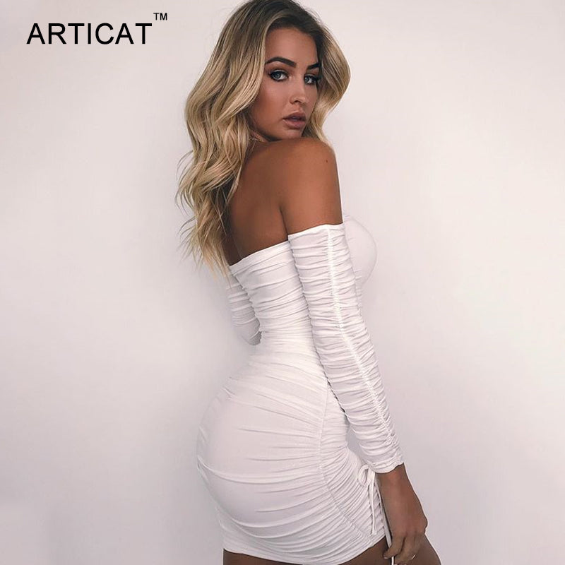 Tight Off Shoulder Long Sleeve Party Dress