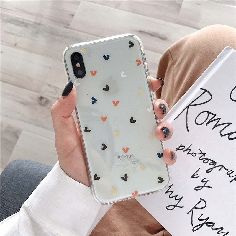 Soft Clear Floral Love Heart Transparent Cover Case For iPhone X and iPhone 11 and more!