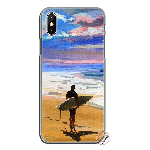 Surfboard Surfing Girl Art Hard Phone Cover Case For iPhone X and iPhone 11 and more!