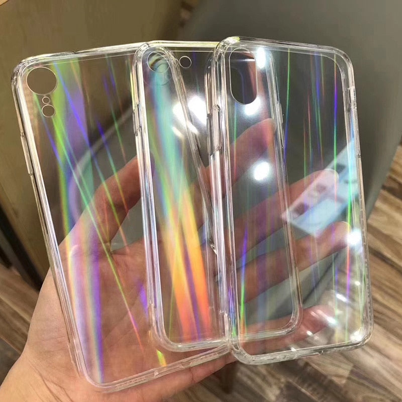Transparent Laser Rainbow Phone Soft Cover Case for iPhone X and iPhone 11 and more!