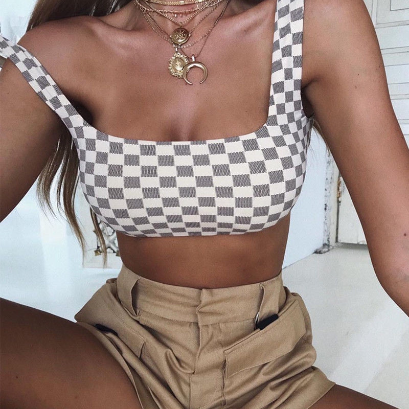 Women's Casual Plaid Party Crop Top