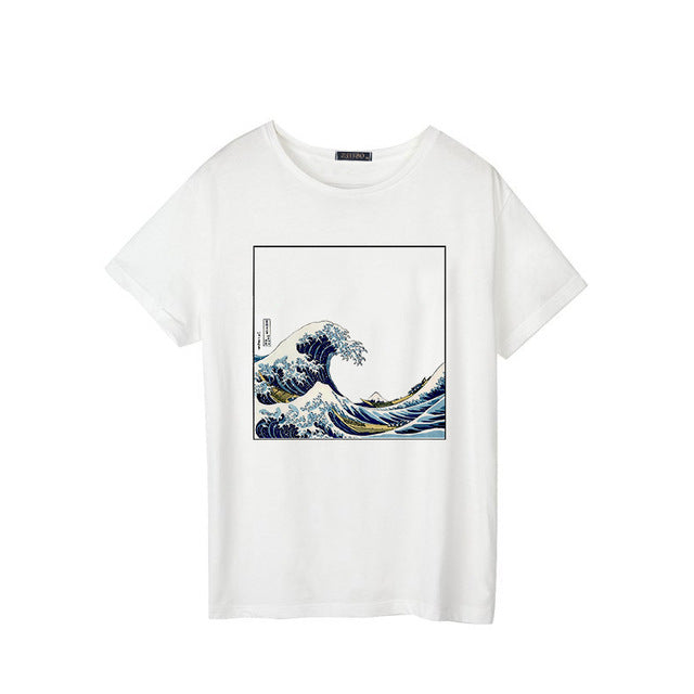 Wave Print Short-Sleeved T-Shirt